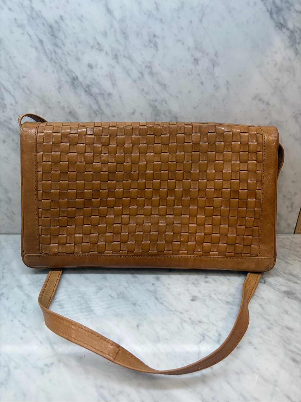 Vintage Bloomingdale’s Made in Italy Woven Leather Shoulder Bag Clutch - Picture 9 of 11